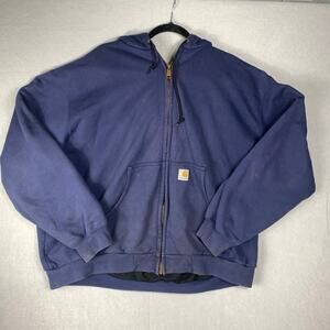 Vintage Carhartt Hoodie Mens 2XL Navy Thermal Lined Hooded Full Zip